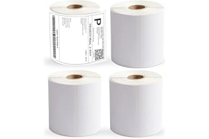 AKOGIRSE 4"x6" Direct Thermal Shipping Labels, 1000 Labels/4 Rolls(250 Labels per Roll), Perforated Mailing Postage Label, Thermal Label Paper Roll Compatible with MUNBYN Rollo Zebra, Strong Adhesive