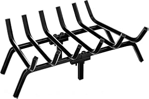 FEED GARDEN Fireplace Grate 24 inch Heavy Duty Fireplace Log Holder, 1/2" Solid Steel Bar Fire Pit Grate for Indoor Outdoor, Wood Stove Fireplace Accessories Wrought Iron Firewood Burning Rack