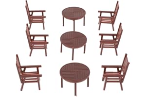 Alipis Desk Chair 3 Sets Miniature Table and Chairs Set 1/30 Fairy Gardens Furniture Ornaments Fairy Village Micro Resin Bench Chair for Accessories Home Micro Landscape Decoration Toys