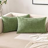 EMEMA 12x20 Pillow Cover Pack of 2 Lumbar Pillow Cover Spring Decorative Couch Rectangle Pillow Covers Modern Solid Dyed Pillowcases for Living Room Sage Green
