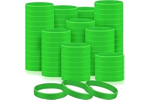 Liliful 200-piece Blank Silicone Rubber Wristbands Bracelets - Bulk Elastic Silicone Wristbands Suitable for Team Events, Parties, and Stocking Stuffers(8 x 0.58 Inch,Green)