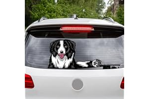Leniutor Border Colli Dog Rear Wiper Decal Washable Removable PVC Funny Puppy Waving Tail Wiper Decor Sticker for Rear Window Windshield Wiper Blade Kit (Border Collie)
