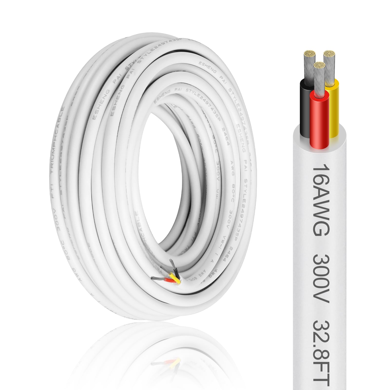 Photo 1 of 16 Gauge 3 Conductor Electrical Wire, 32.8FT 16AWG Low Voltage Landscape Wire, PVC Insulated 3 Wire Cable, Flexible Cord for Residential Wiring LED Lighting Strips Automotive Garden Bell Speaker