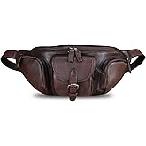 Genuine Leather Fanny Pack for Men and Women Real Leather Sling Bag Crossbody Bag Fashion Waist Bag Chest Purse (Coffee)