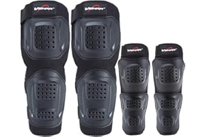Runspeed Knee Shin Guards Adult Elbow & Knee Pads Protector Flexible Breathable Adjustable Armor for Motorcycle Motocross Racing Mountain Bike, One Size Fits Most,4 Pieces Black