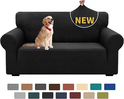 XINEAGE 2 Seater Jacquard Stretch Sofa Cover Black