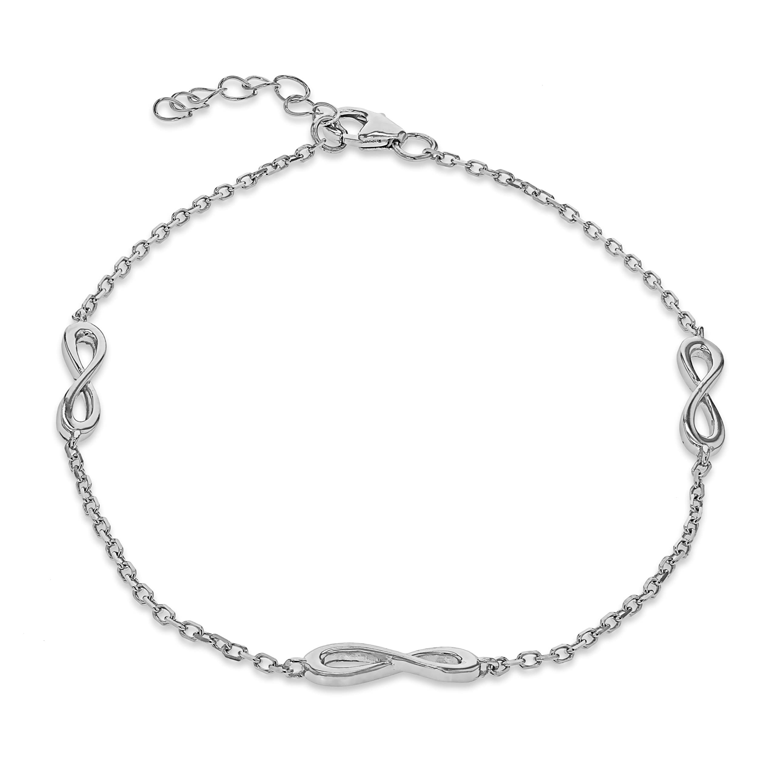 Tuscany Silver Women's Sterling Silver Rhodium Plated Infinity Adjustable Bracelet