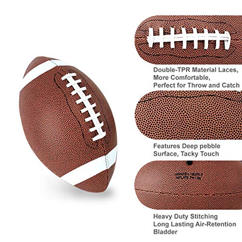 image for Liberty Imports Pack of 3 Official Size Leather Footballs with Pump an