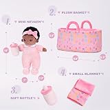 OUOZZZ Soft Black Baby Doll 25cm with Case & Accessories Girls Gift view 3