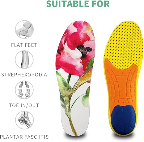 Amazon Com Topsole Sport Comfort Insoles Footbed Red Flower