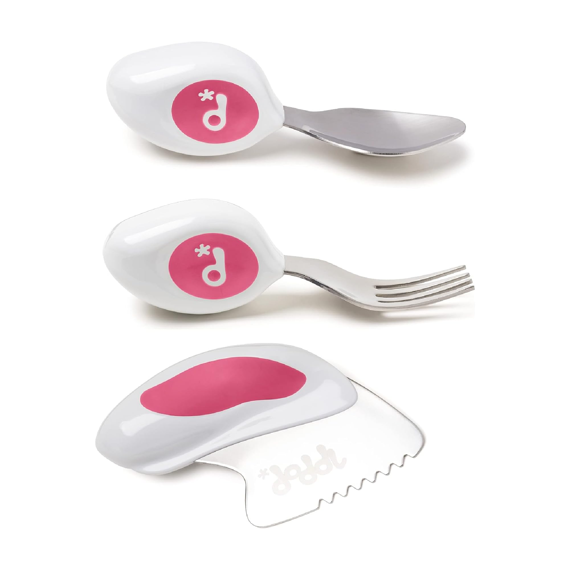 doddl Toddler Cutlery Set (2โ4 Years) โ 3-Piece Knife, Fork & Spoon โ Safe Cutting & Big-Kid Grip (Magenta)