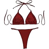 GORGLITTER Women's Cheeky Thong Bathing Suit Heart High Cut Swimsuit Micro String Bikini Sets
