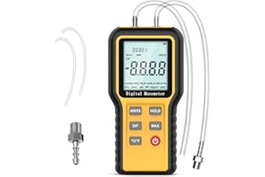 GOYERRNES Manometer, Professional Air Pressure Meter, Dual-Port HVAC Digital Manometer Gas Pressure Tester,12 Selectable Units Differential Pressure Gauge