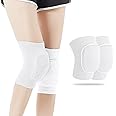 Volleyball Knee Pads, Soft Breathable Thick Sponge Youth Volleyball Knee Pads for Men Women Girls Knees Protective, Knee Pads for Volleyball Basketball Football Dance Workout Climbing etc Various Sports M (White)
