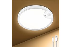 TOOWELL Rechargeable Motion Sensor Closet Light - IP54 Waterproof Shower Light Indoor, Wireless Battery Operated Ceiling Lights, 3CCT Cordless Motion Activated Light for Shower Bathroom Stairs Hallway