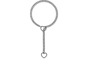 ADEMISHIA Heart O-ring Slip Chain Necklace For Women, Handmade Punk Gothic Cuban Necklace Jewelry Adjustable Lariat Y-Necklace