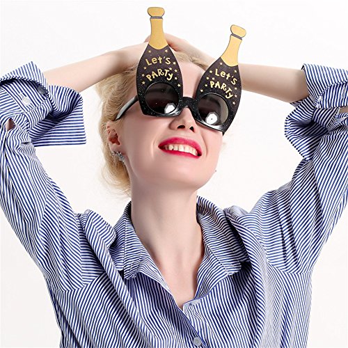Champagne Sunglasses – Celebration Party Favors, Novelty Shades, Party Toys, Let‘s Party Funny Costume Glasses Accessories for Kids & Adults