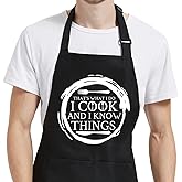 Cooking Aprons for Women with Pockets, Mens Aprons for Grilling BBQ Grill Chef Kitchen Funny Birthday Gifts for Men Dad Mom Husband Wife Christmas Thanksgiving Fathers Day