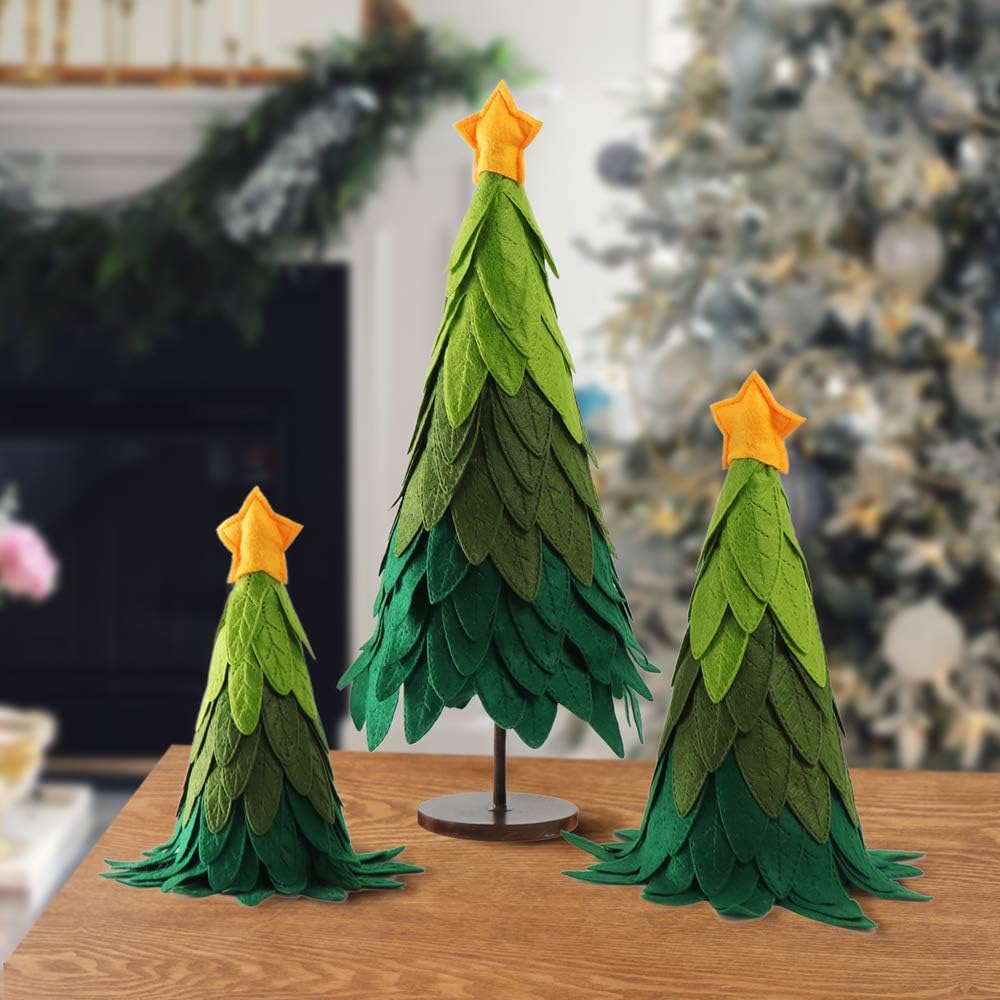 S-DEAL Artificial Christmas Tree Tabletop 3Pcs Cone Tree with Star Decor for Christmas Party Holiday Home Office Shop DIY Room
