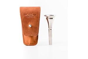 MG LEATHER WORK French Horn Mouthpiece Holder made of Genuine Leather Mouthpiece Pouch mouthpiece protection bag Mouthpiece case (Single, Light Brown)