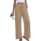 Anymeet Women's Linen Summer Palazzo Pants Flowy Wide Leg Beach Trousers M-3XL