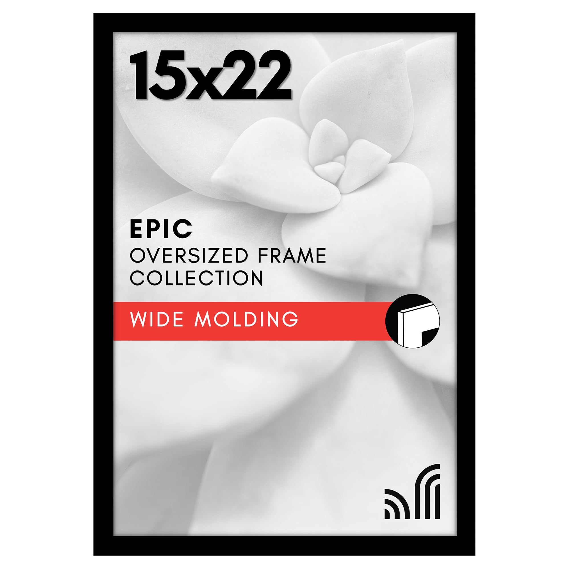 Americanflat 15x22 Picture Frame with Polished Plexiglass - Black Picture Frame - Wide Photo Frames Made of Engineered Wood for Vertical or Horizontal Wall Display - Epic Collection - Black Image