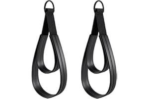 Lljsszr 2 X Pilates Reformer Straps Double Loop Non-Slip D-Rings Strap Handle Comfort Grip for Legs, Core Workout, Ankle, Bla