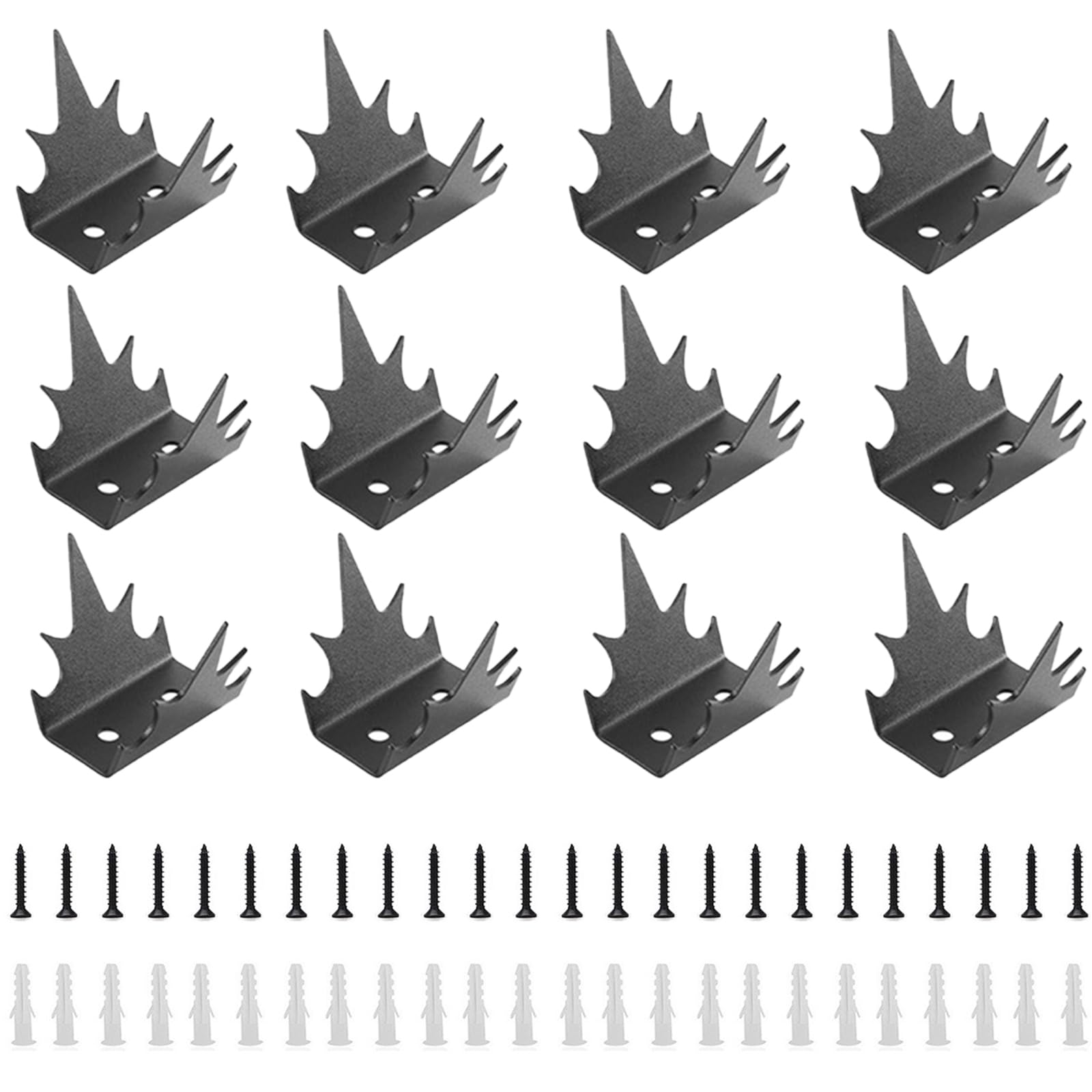 Tefola 12 Pcs Fence Wall Spikes Garden Security, Anti Birds Spikes, Security Spikes, Anti Climb Spikes for Prevent Intruders, Cats, Pigeon, Foxes, Suitable for Roof, Balcony, Eaves