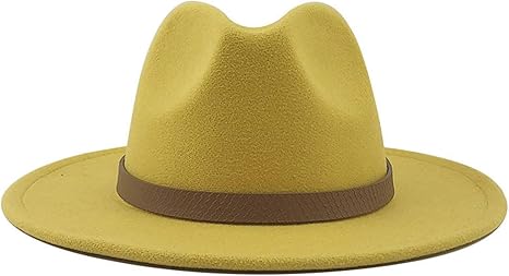 Amazon Co Jp ワイドブリム秋のtrilby Capsの女性の男性のファッショントップハットジャズキャップ冬 のパナマ帽子ビンテージfedorasのメンズマフィア帽子56 60cm 色 Yellow サイズ 58 61cm ホーム キッチン