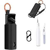 for Skullcandy Dime Evo Case Cover,NOUKAJU Earphone Protective Cover(with Carabiner + Lanyard + Cleaning Pen) Drop-Proof,Shock-Proof,Dust-Proof,Protective Case for Skullcandy Dime Evo(Black)