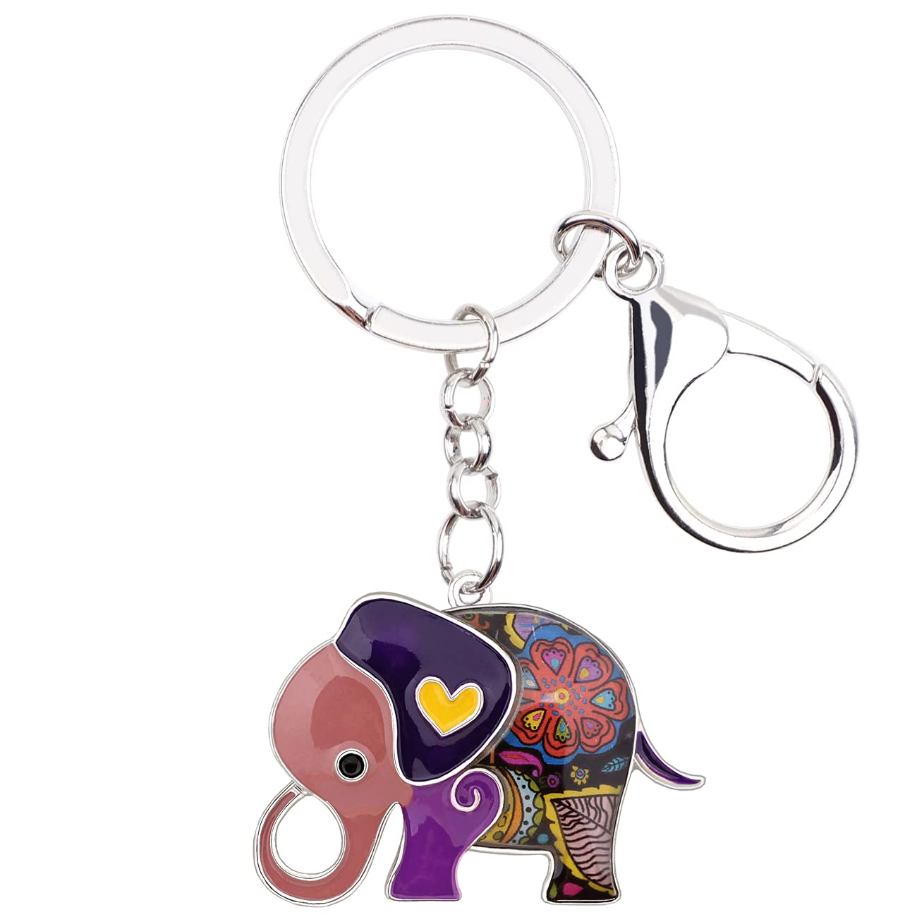 WEVENI Enamel Alloy Anime Elephant Keychains Key Ring Charm Jewelry For Women Girls Lady Bag Car Purse (Purple) โ image 1