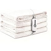 LaffyLo Electric Heated Blanket Full Size 72"×84", Luxurious Breathable Flannel with 4 Heat Settings, 10-Hour Auto Shut-Off & Overheat Protection, for Bed & Couch, Cozy Gift - White