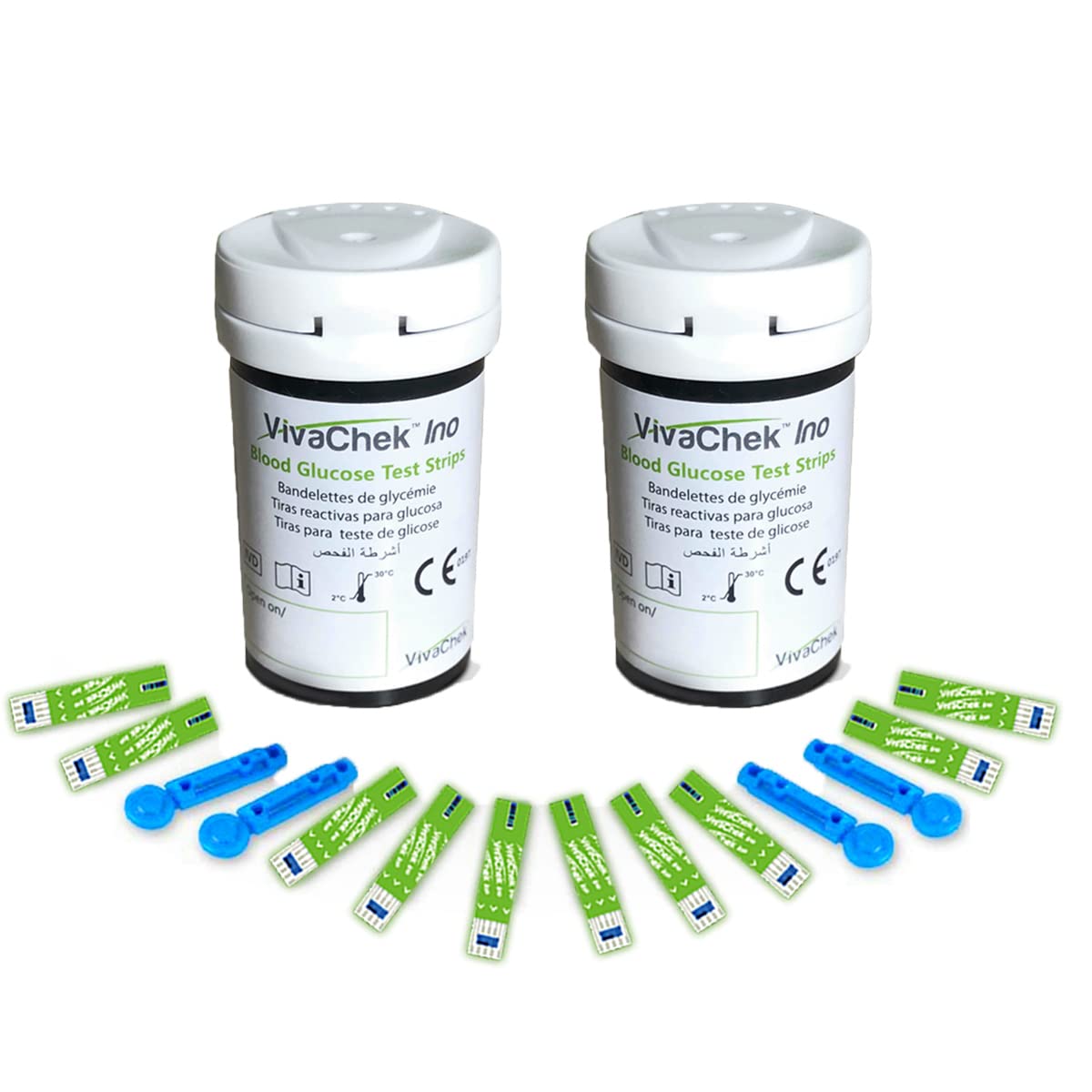 VivaChek Diabetes Strips x 100 & Diabetes Lancets x 100, Auto-Code Blood Glucose Test Strips, Blood Suger Test Strips for UK Diabetics (VivaChek Ino X Only)