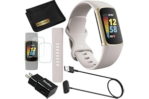 Fitbit Charge 5 Advanced Fitness & Health Tracker (White) with Built-in GPS, Stress Management Tools, Bundle with 2 Watch Bands, 3.3foot Charge Cable, Wall Adapter, Screen Shield & PremGear for Fitbit