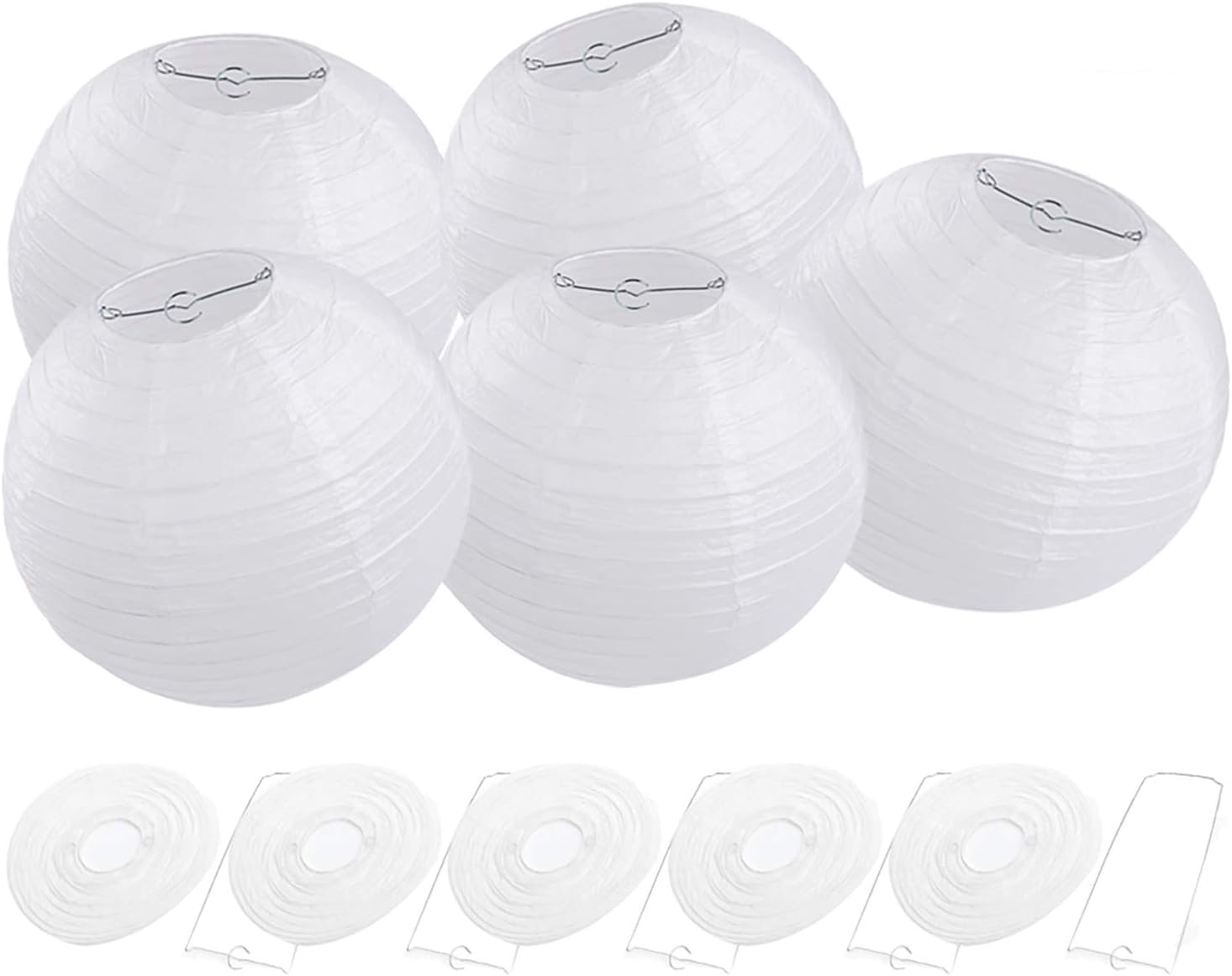 FullBerg 20 White Paper Lanterns Diameter 25 cm 10 Inch Round Ball Shape Lampshade for Wedding Church Garden Party Decoration Paper Lantern Paper Lamps