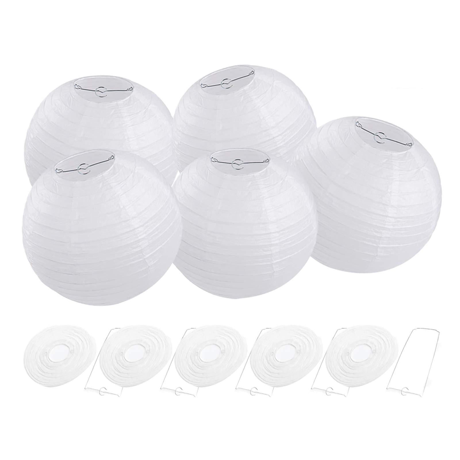 FullBerg 20 White Paper Lanterns Diameter 25 cm 10 Inch Round Ball Shape Lampshade for Wedding Church Garden Party Decoration Paper Lantern Paper Lamps