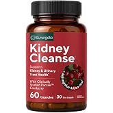 Kidney Cleanse &amp; Detox Support with Cranberry, 60 Vegetarian Capsules | Kidney support supplement with Pacran cranberry, astragalus, uva ursi, nettle, juniper, buchu &amp; urinary tract support