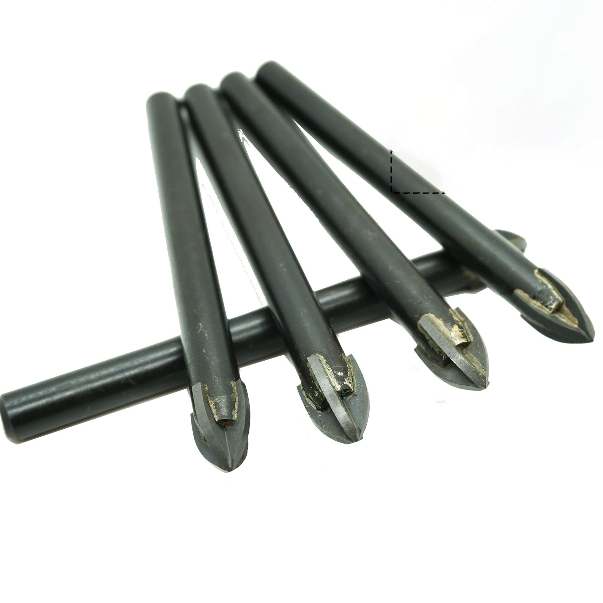 Romax Glass Drill Bit 3/8 inch, Tile Drill Bit 3/8 inch, High Temperature Brazed Carbide Tips, Cross Spear Head Reduces Breakout, Drilling Bottles, Marble, Ceramic and Mirror | 10 mm x 5 Piece