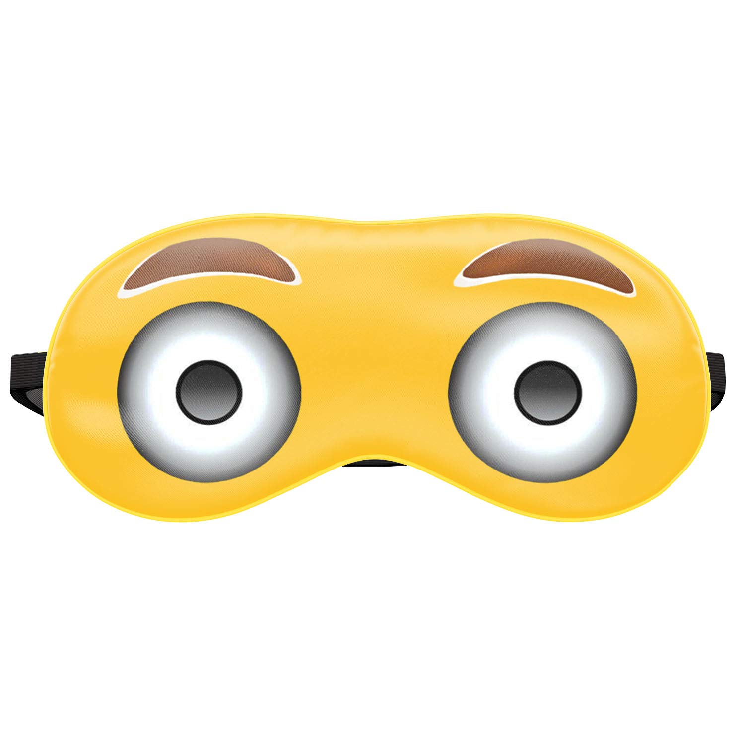 Funny Sleeping Eye Mask Soft Travel Blindfold Relax Cover Emoji Yellow Emoji Big Eyes [042]