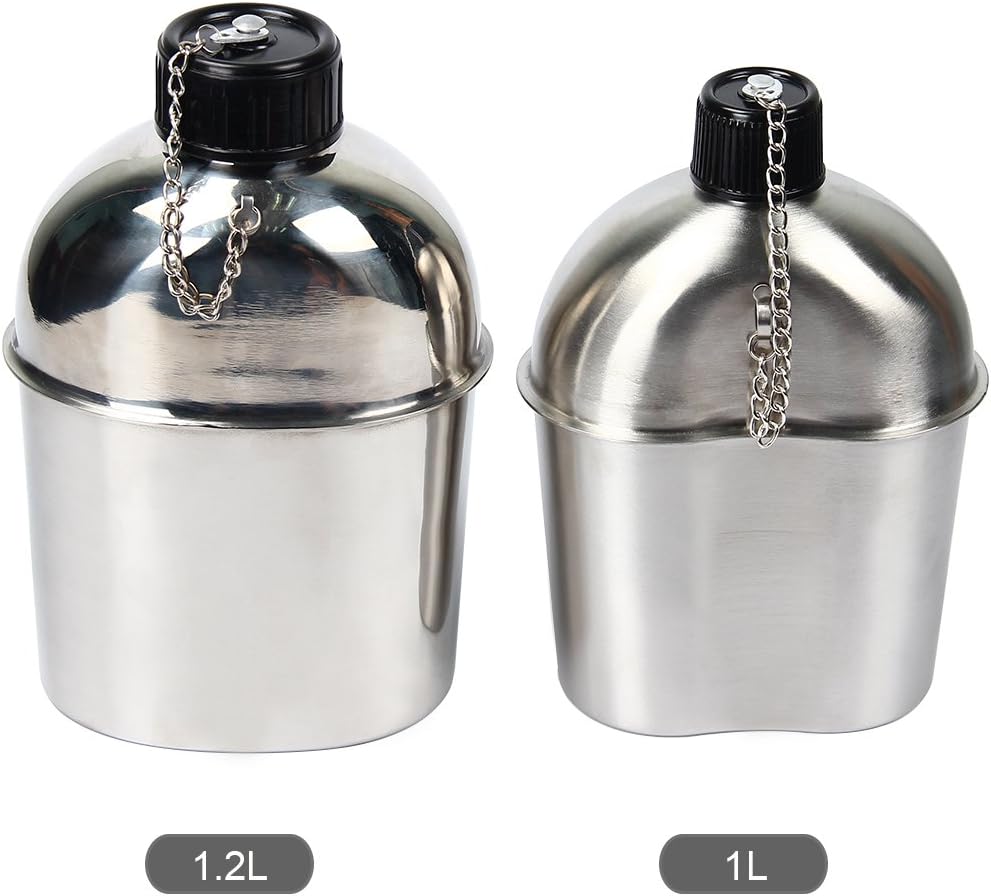 Latinaric 1QT Portable Water Bottle Stainless Steel Military Canteen with 0.5QT Cup Green Bag Outdoor Sport Camping Hiking Travel - Image 4