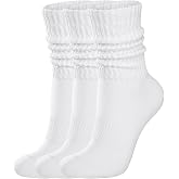 COZYOFFI Womens Scrunch Crew Socks: Retro Solid Slouch Mid Calf Socks | Cotton Casual Athletic Socks