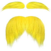 thumbnail image 2 of Yellow Mustache And Eyebrows, Funny Artificial Beard Fake 2 of 11