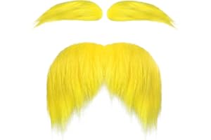 Luvfamday Yellow Mustache and Eyebrows Cosplay Costume Accessories Funny Party Favors Men Women
