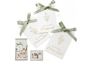 AlustraVive Will You Be My Bridesmaid Proposal Cards Set with Maid of Honor & Matron of Honor Cards, 11 Pcs Elegant Gold Foil