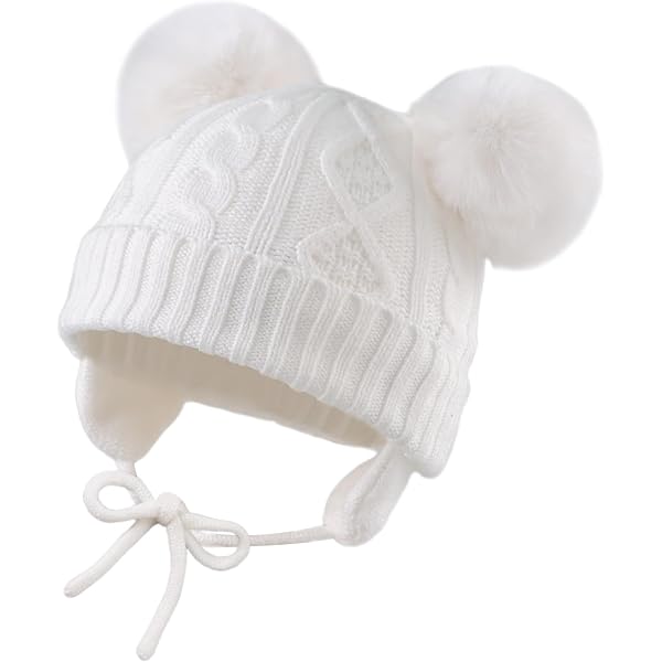 Bonnet Enfant FURTALK Hiver - Doublé Coton - Pompon Amovible - Taille 3-24 Mois Et 2-8 Ans - Multi-couleurs