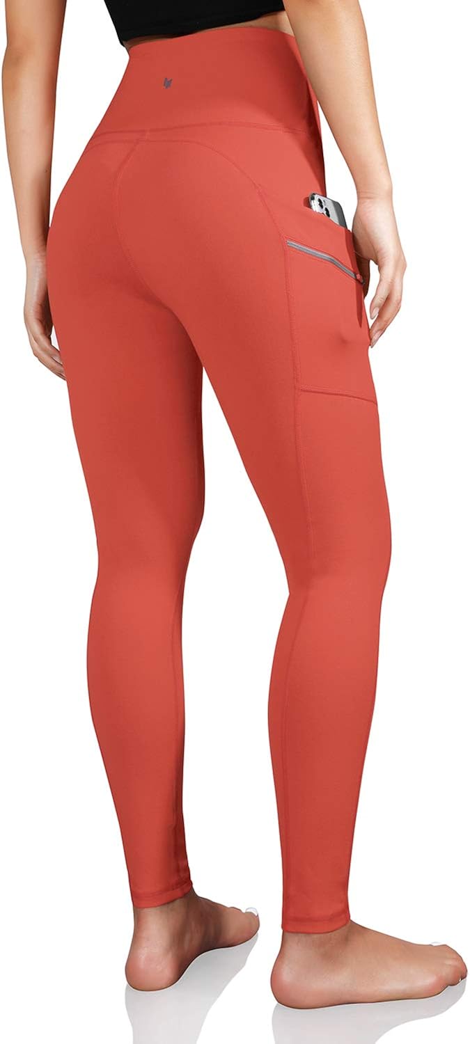 ODODOS Women's High Waisted Full-Length Dual Pockets Workout Leggings, Yoga Running Gym Athletic Leggings: Clothing