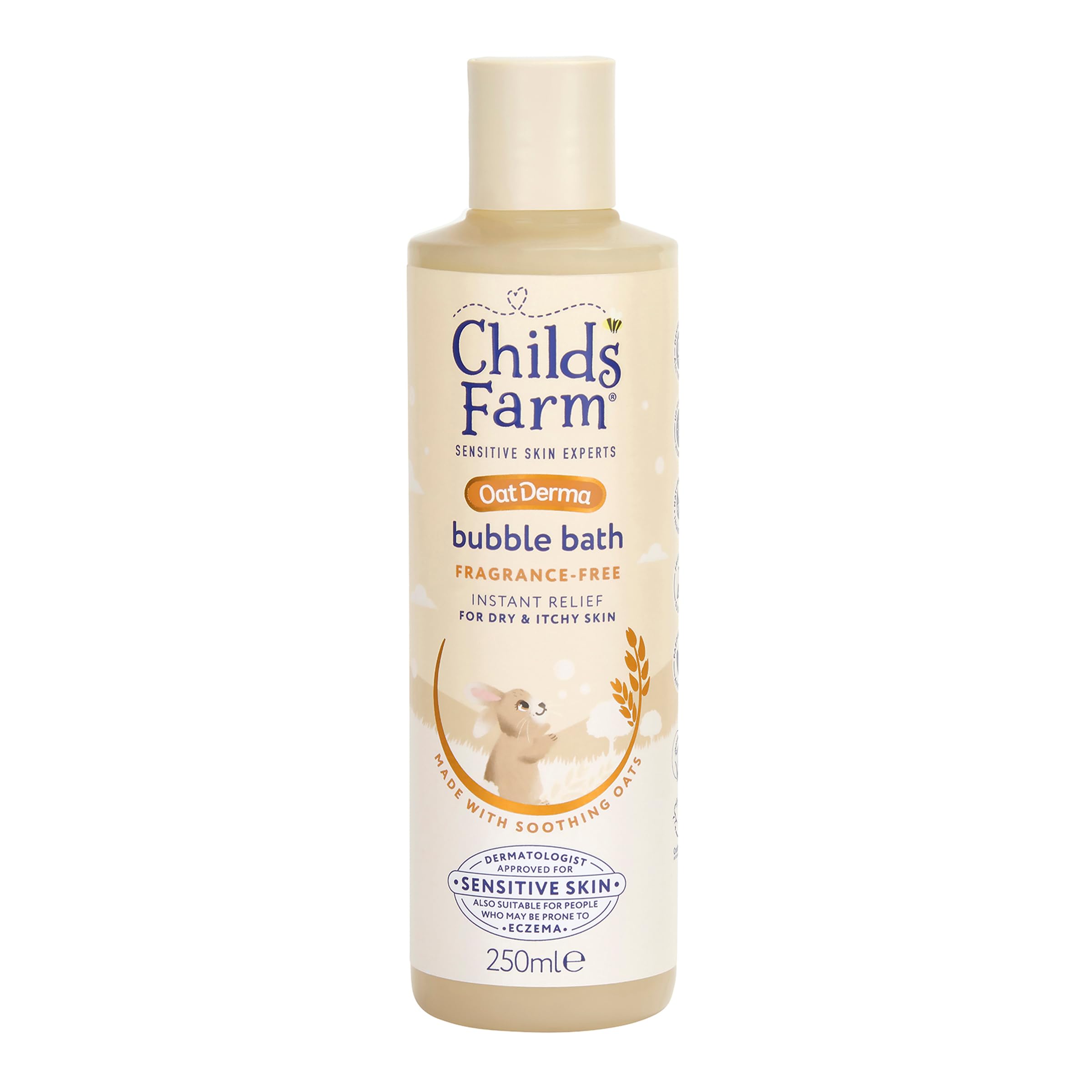 Childs Farm OatDerma Bubble Bath, Fragrance Free, Soothing Hydration for Sensitive Skin, Baby, 250ml