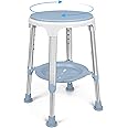LEACHOI Shower Chair for Inside Shower, Tool-Free Assembly Swivel Shower Stool with Storage Tray, Adjustable Tub Chair and Bathroom Stool for Seniors, Elderly, Handicap & Disabled, FSA/HSA Eligible