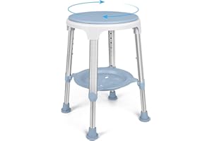 LEACHOI Shower Chair for Inside Shower, Tool-Free Assembly Swivel Shower Stool with Storage Tray, Adjustable Tub Chair and Bathroom Stool for Seniors, Elderly, Handicap & Disabled, FSA/HSA Eligible