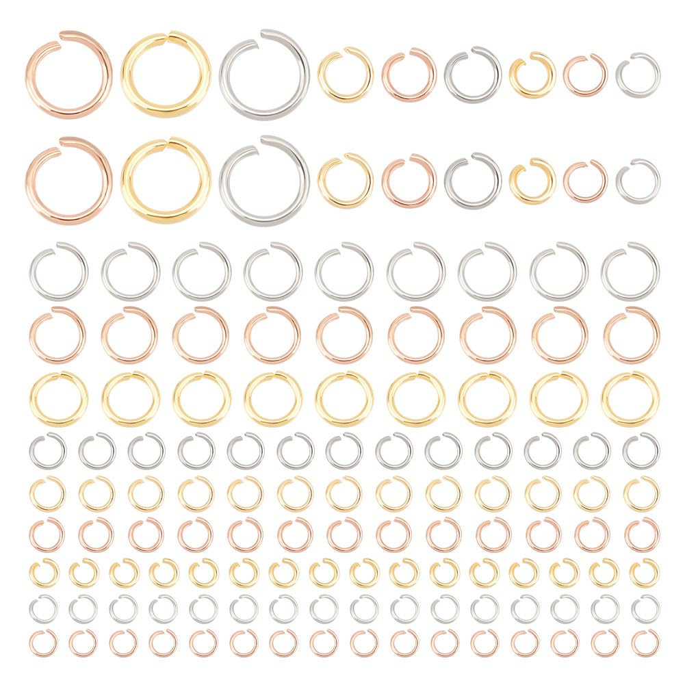 UNICRAFTALE about 450PCS 18/20/22 Gauge Stainless Steel Jump Ring Mixed Color Open Jump Ring Connectors O Rings 3 Sizes Connector Jump Ring for DIY Bracelet Necklaces Jewelry Craft Making